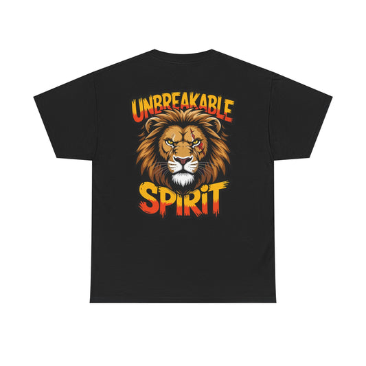 Built Not Broken Unisex Heavy Cotton Tee with 'Unbreakable Spirit' Lion Design