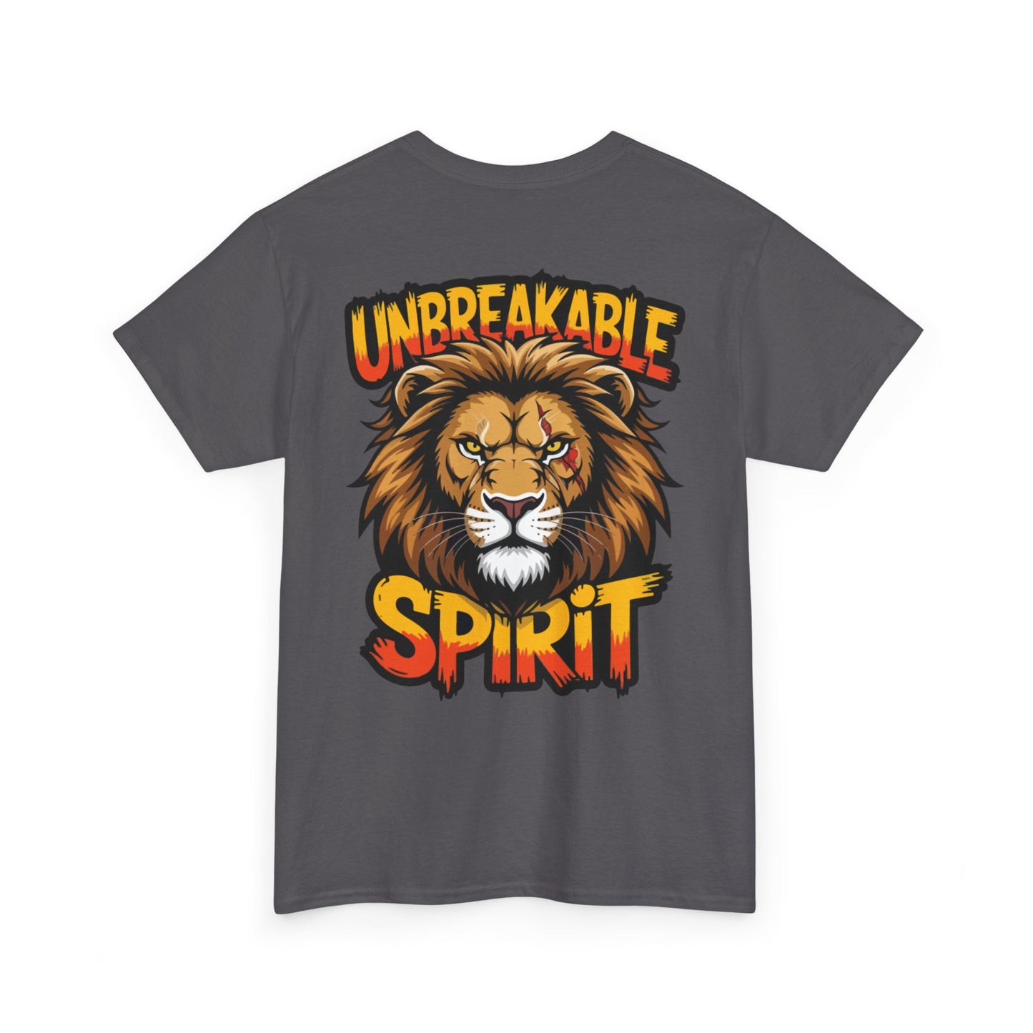 Built Not Broken Unisex Heavy Cotton Tee with 'Unbreakable Spirit' Lion Design