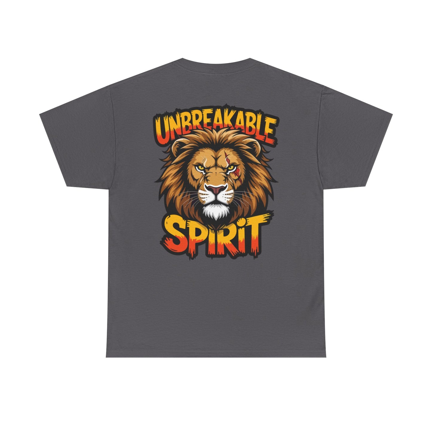Built Not Broken Unisex Heavy Cotton Tee with 'Unbreakable Spirit' Lion Design