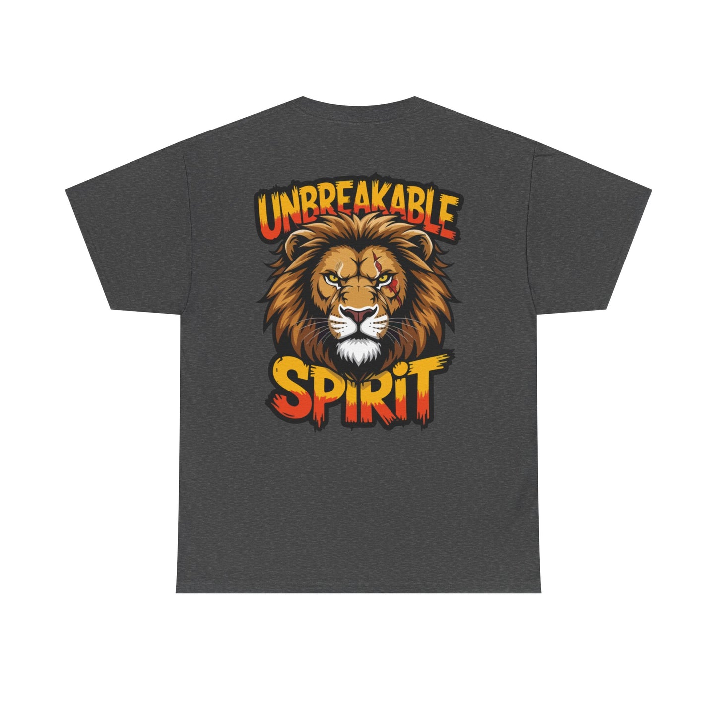 Built Not Broken Unisex Heavy Cotton Tee with 'Unbreakable Spirit' Lion Design