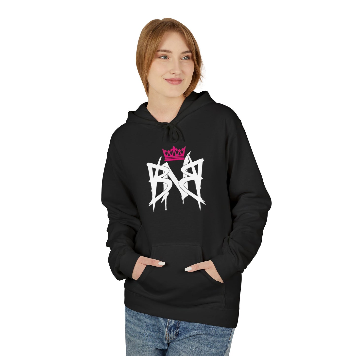Built Not Broken Graffiti Crown Strength Hoodie - Bold Streetwear Pullover with Pink Crown Graphic