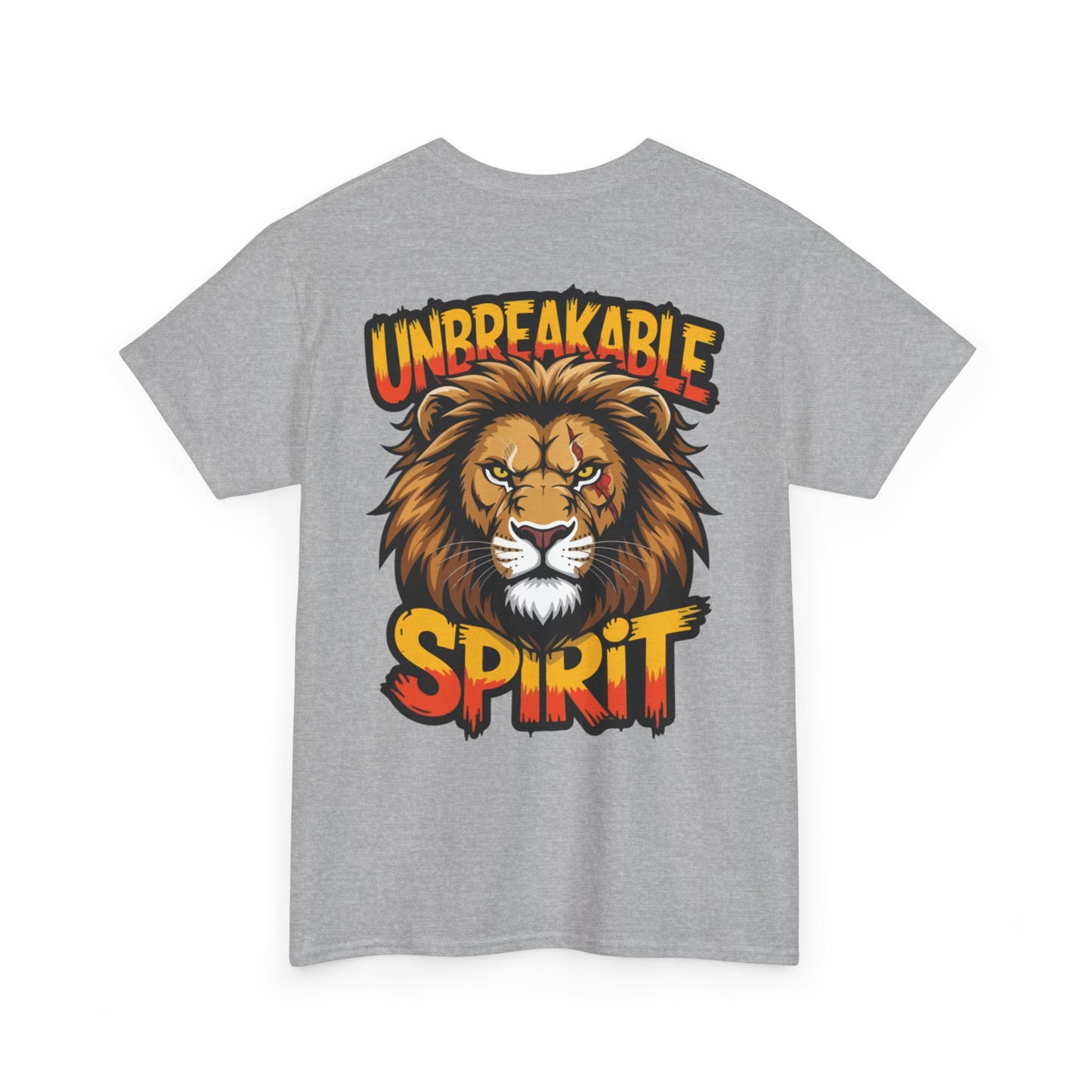Built Not Broken Unisex Heavy Cotton Tee with 'Unbreakable Spirit' Lion Design
