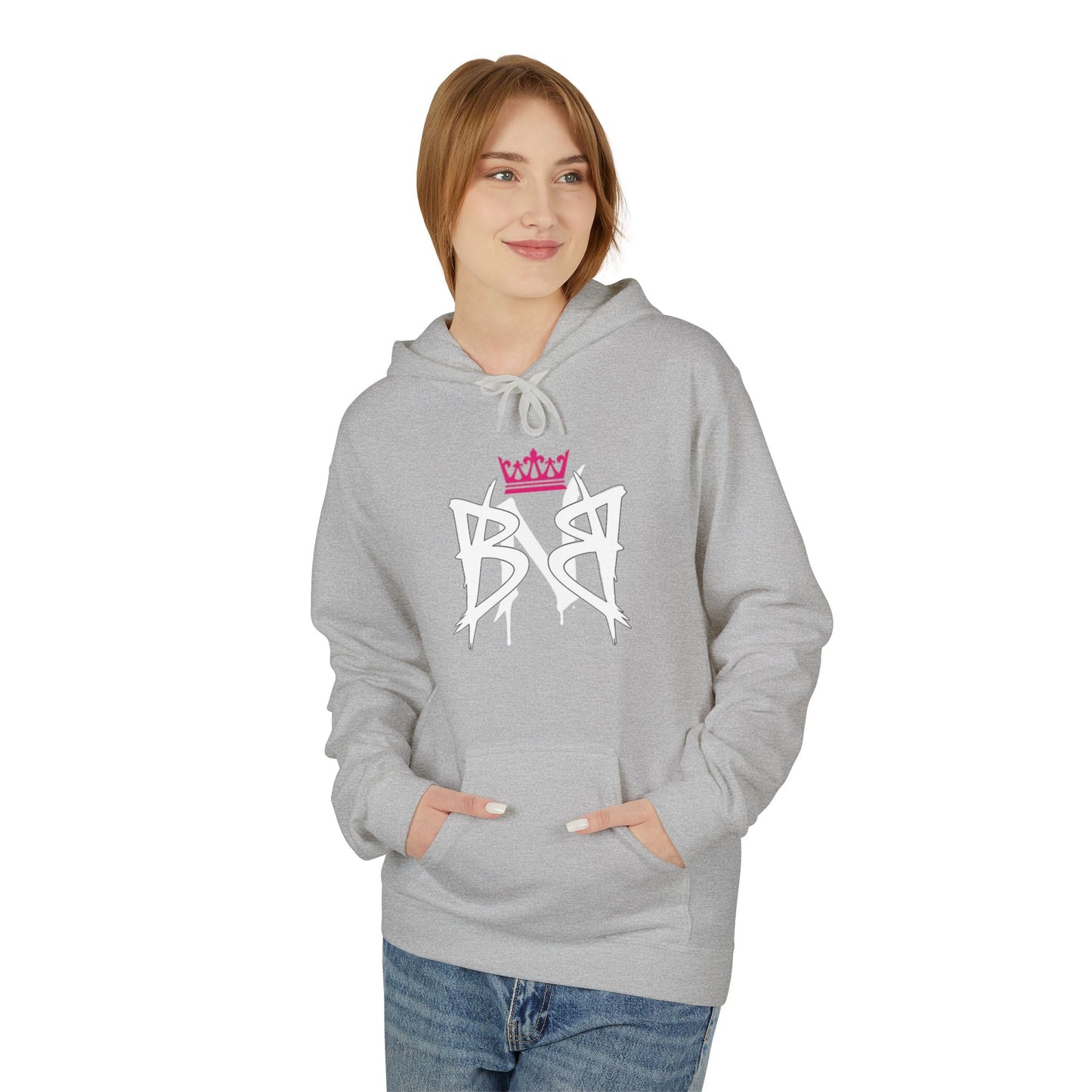 Built Not Broken Graffiti Crown Strength Hoodie - Bold Streetwear Pullover with Pink Crown Graphic
