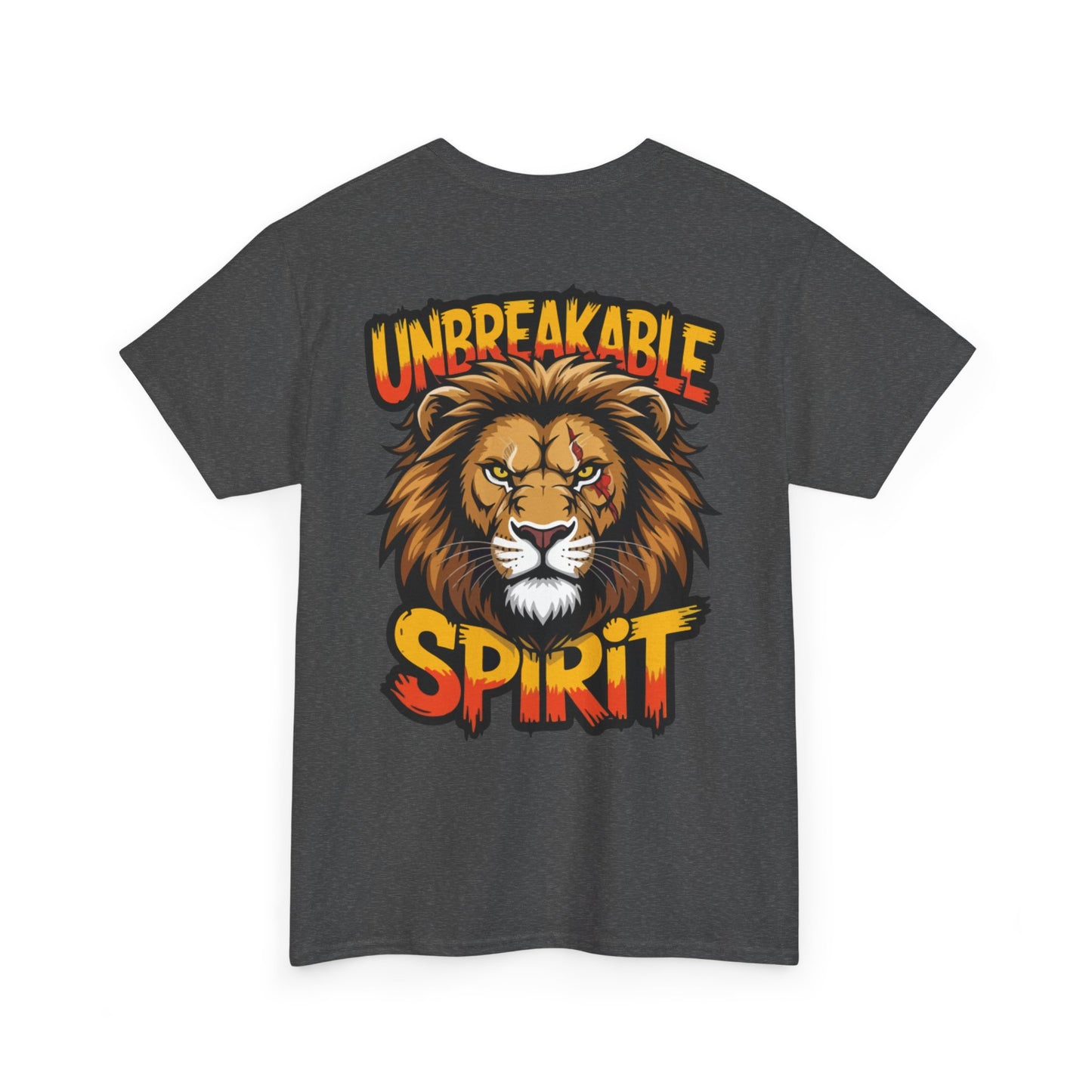 Built Not Broken Unisex Heavy Cotton Tee with 'Unbreakable Spirit' Lion Design